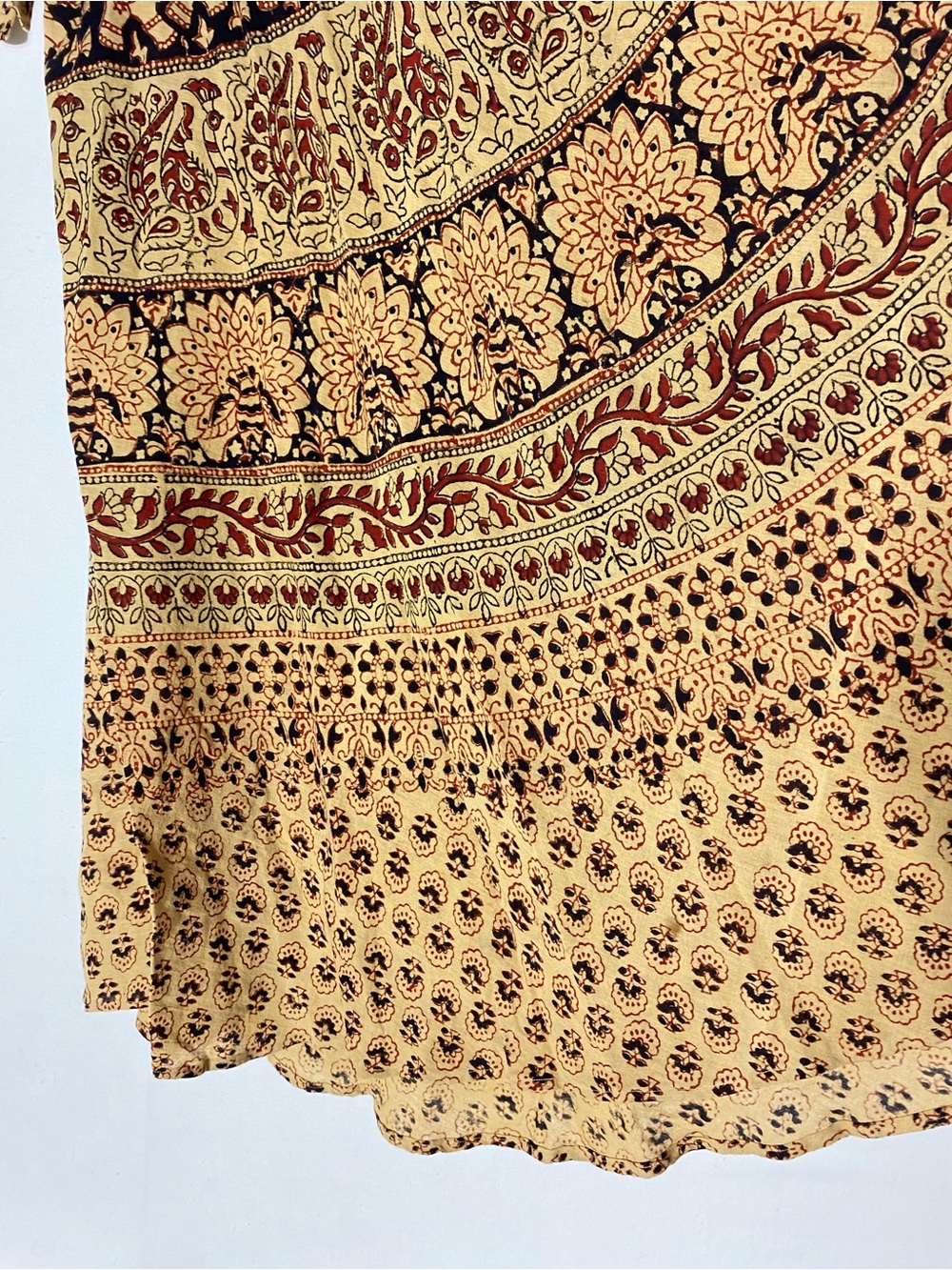 Vintage 70s Style Indian Cotton Elephant Print Maxi Length Wrap Skirt Boho L - Picture 9 of 13